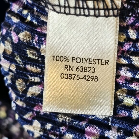 CJ Banks Blue Purple Blouse Layered Sequins Crinkle Micro Floral Sz 2X Sparkle - Picture 10 of 11